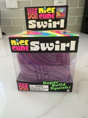 Nice Cube Swirl Solid Squish Toy - Purple Pink Swirl